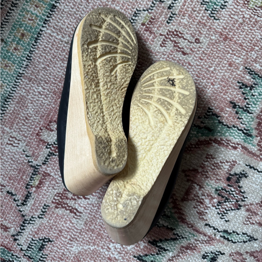 No 6 Black Leather New School Clogs Size 38 - Picture 4 of 10